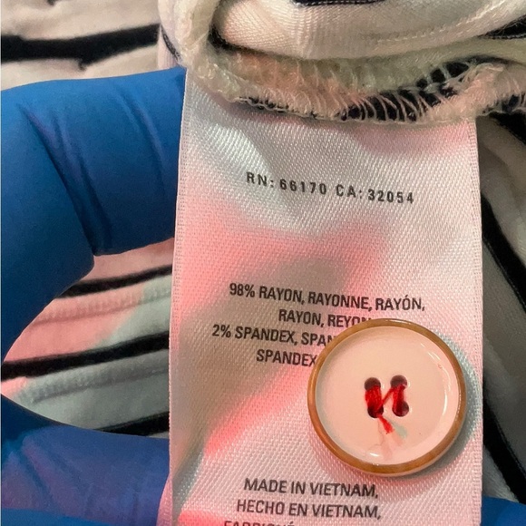 Anthropologie Black and White Wrap Midi Dress with Flutter Sleeves - Picture 6 of 8